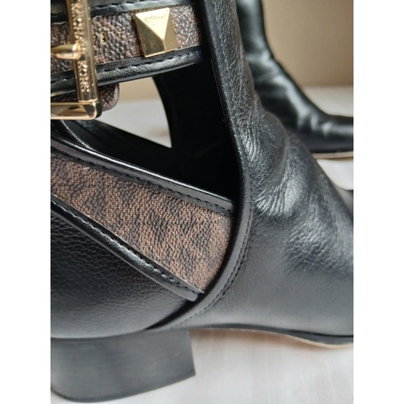 Michael Kors Boots 7.5 M Pebbled Grain Leather Britton Ankle Logo Preppy Classic - Picture 9 of 15